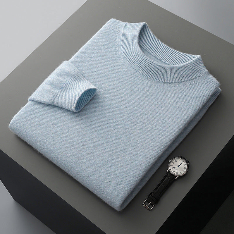 Men's wool sweater, thick, with stand-up collar