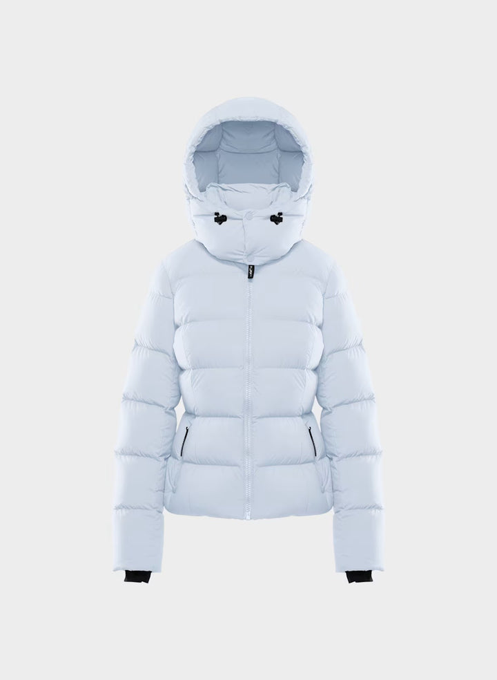 Women’s down jacket with hood and white goose down filling