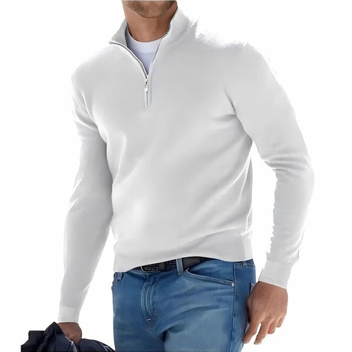 Men's sweatshirt with stand-up collar and quarter zipper