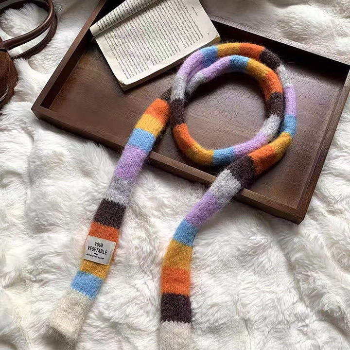 Narrow scarf with color stripes, 170x10cm