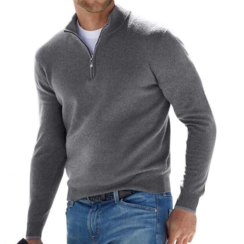 Men's Long Sleeve Cashmere Sweater, Simple Design