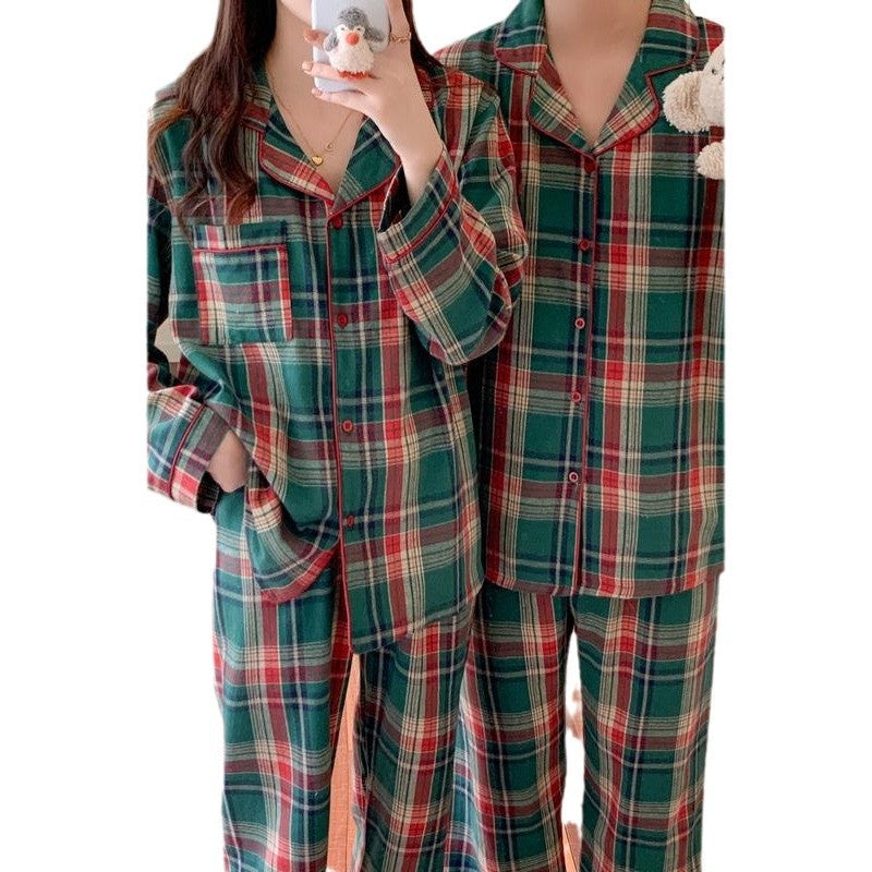 Christmas checkered loungewear set for couples, brushed