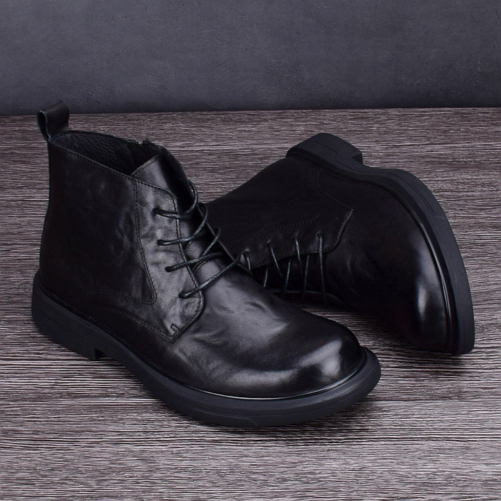Men's leather boots, insulated, slip-resistant
