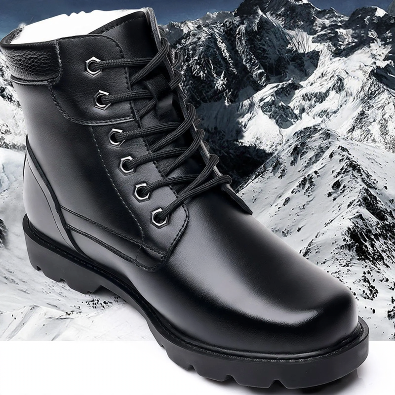 Warm men's winter boots with lamb fur