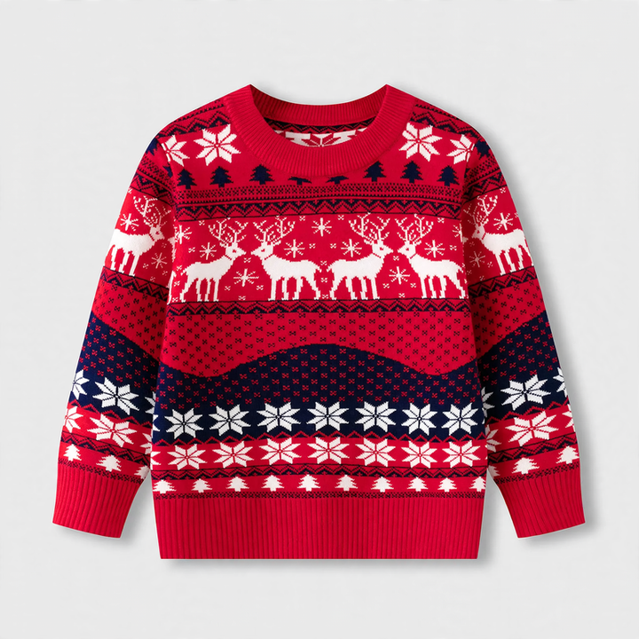 Christmas sweater with reindeer jacquard pattern