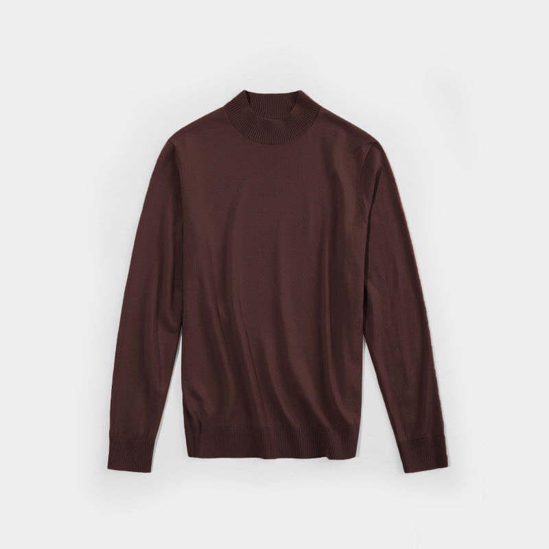 Men's knitted pullover, machine washable, stand-up collar