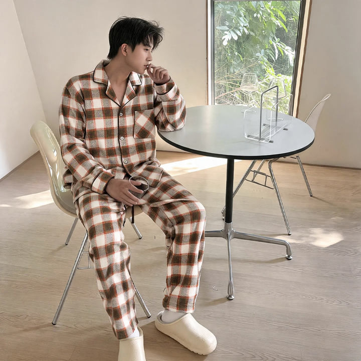Men's house suit, lined, double-sided napped