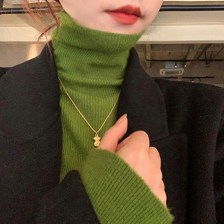 Narrow turtleneck knitted sweater