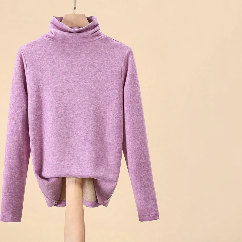 Ladies long sleeve shirt, lined, with round neckline