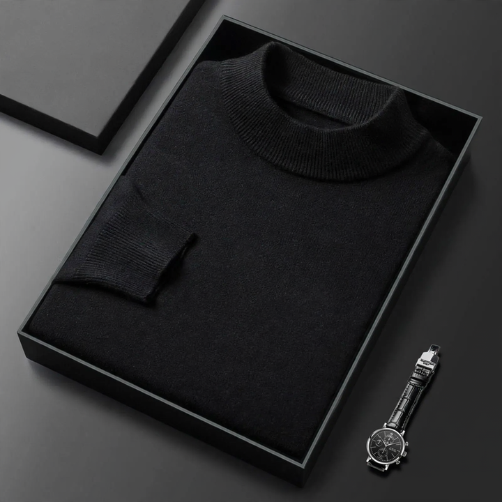 Men's Cashmere Sweater with Stand-up Collar