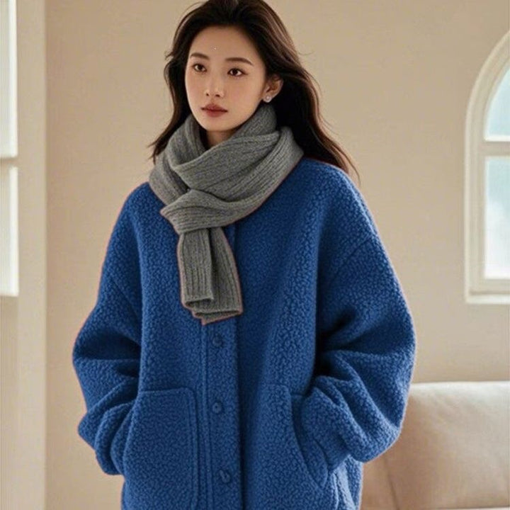Sheepskin coat, loose, with pockets
