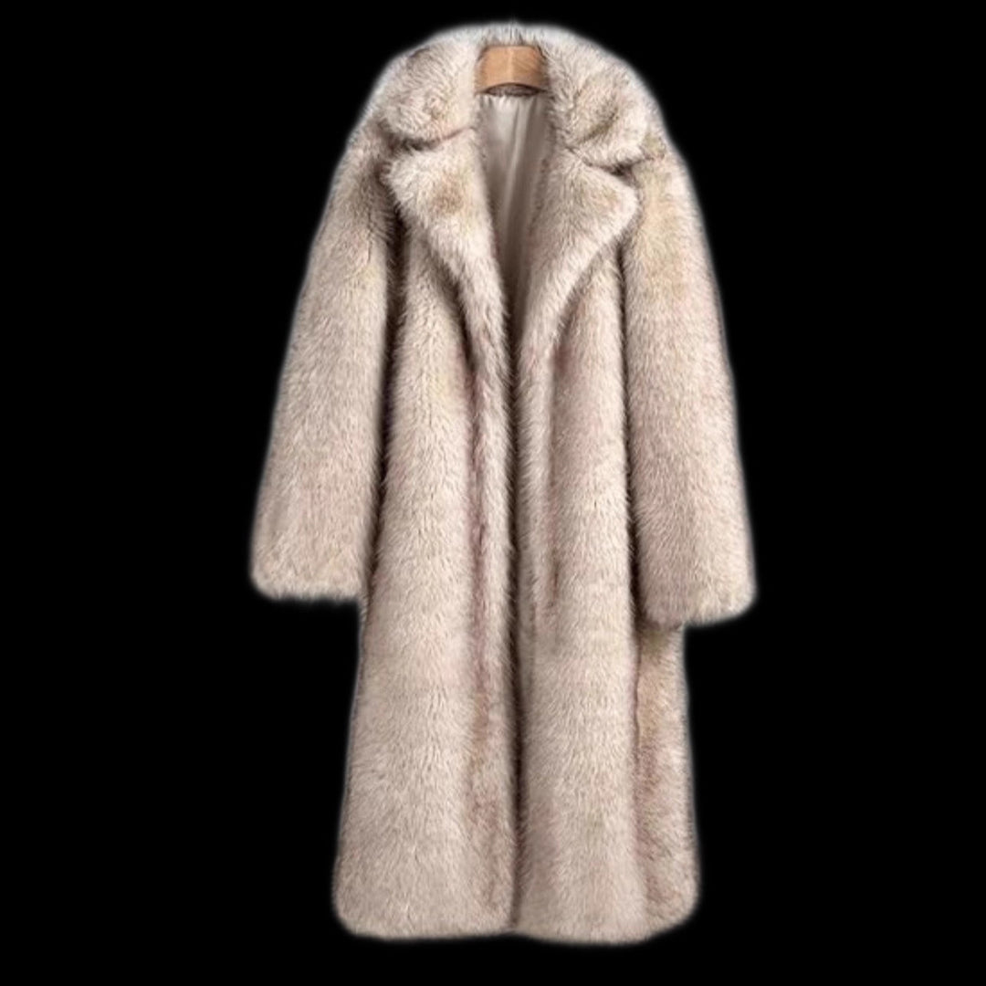 Long faux fur coat in fox fur look