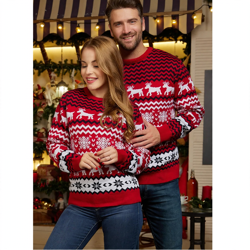 Christmas sweater with reindeer jacquard for men and women