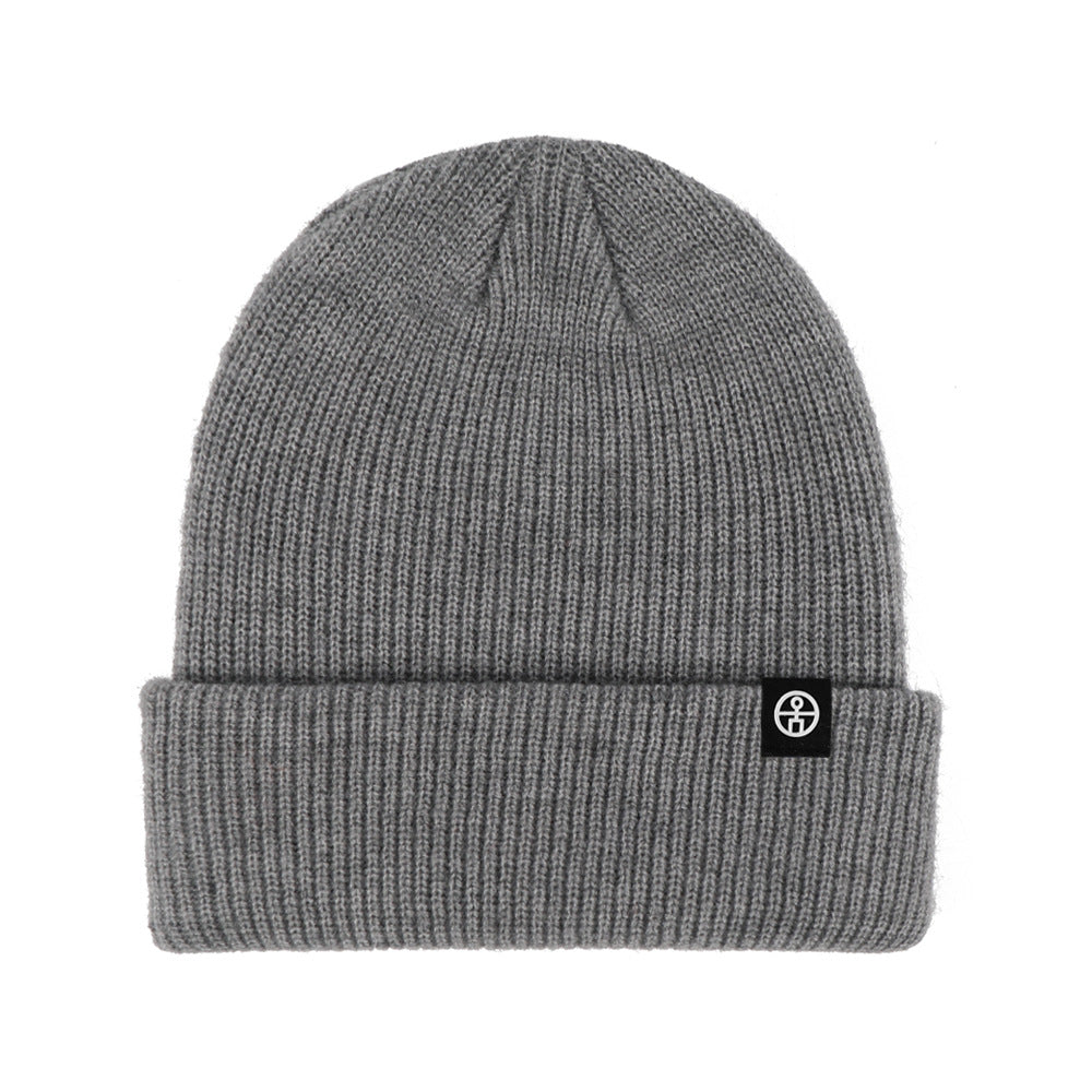 Warm knitted hat for winter, solid color, 22x20 cm