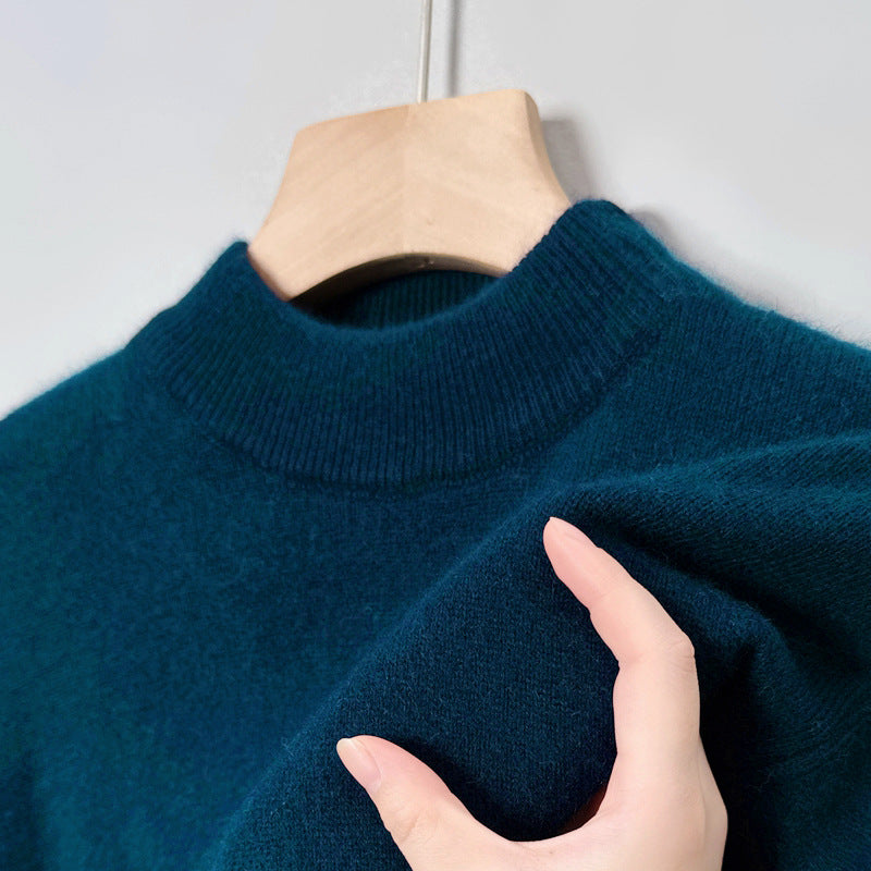 Men's pullover with stand-up collar, solid color, easy care