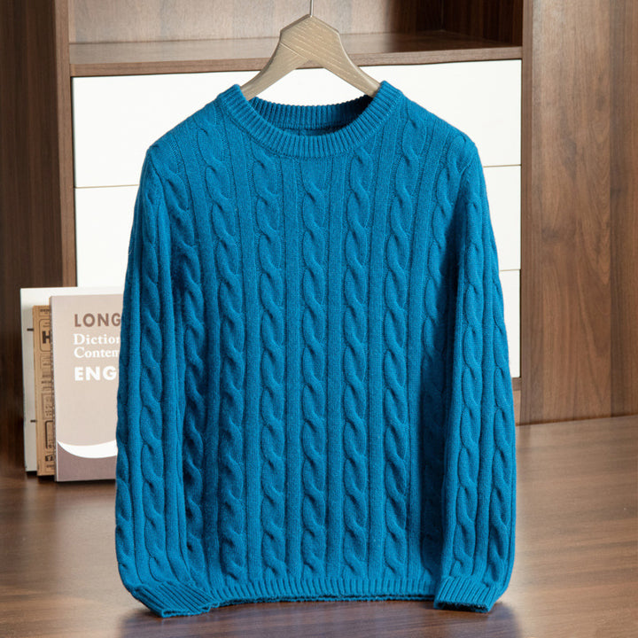 Men's cashmere sweater with stand-up collar and jacquard pattern