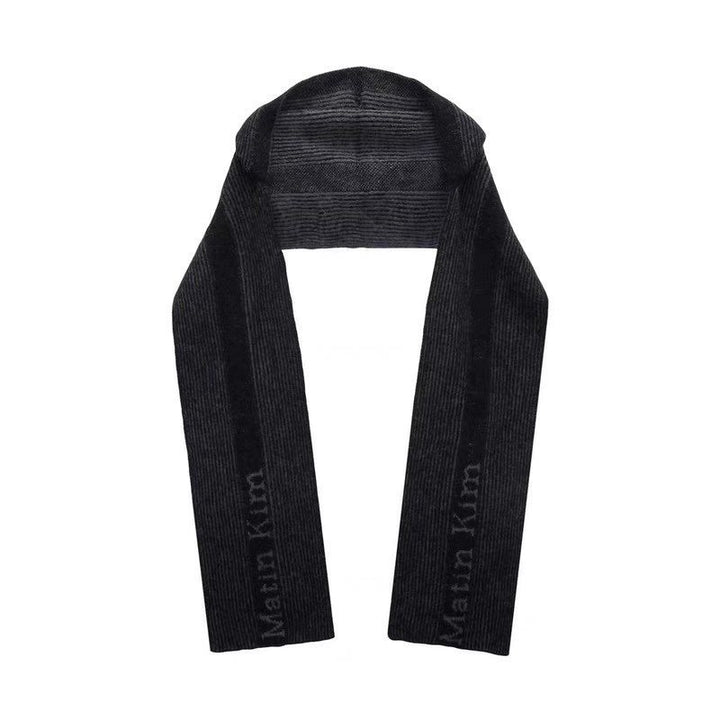 Alpaca wool scarf with hood, striped