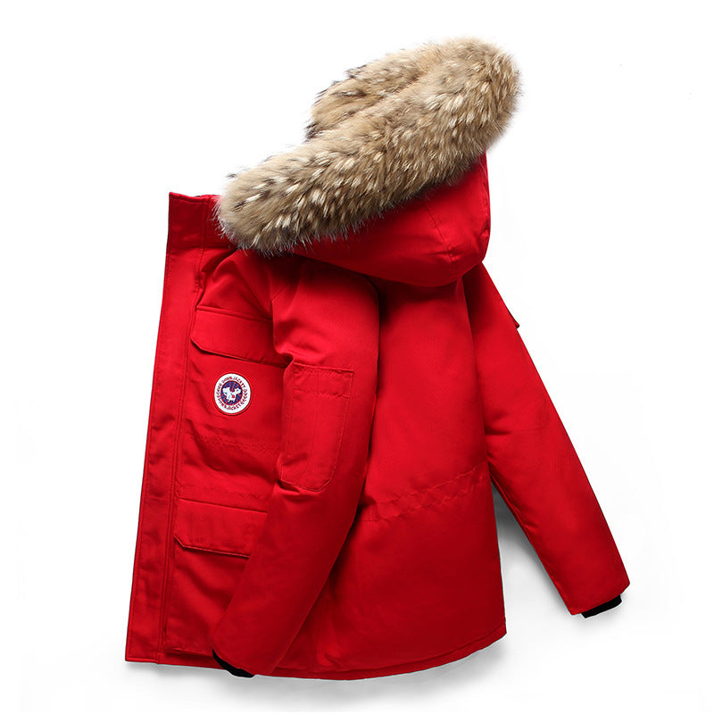 Fashionable unisex down jacket with removable collar