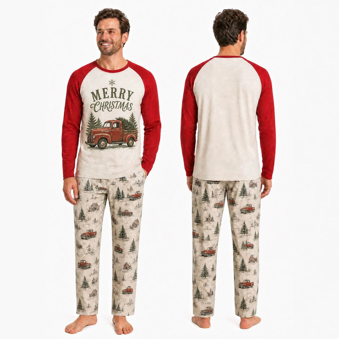 Christmas Pajama Set for Families with Car Design