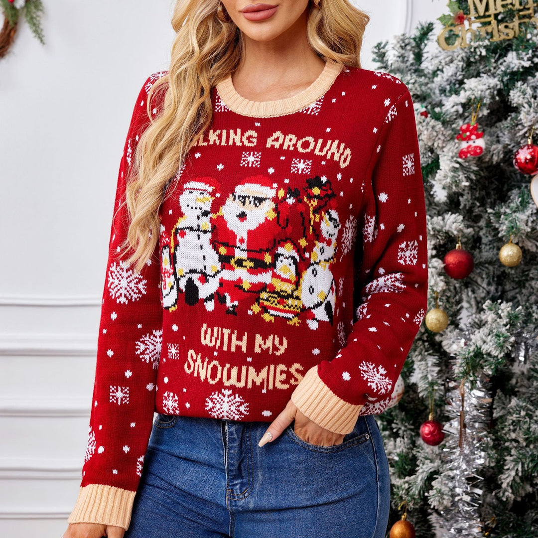 Women's Christmas sweater with snowflake pattern