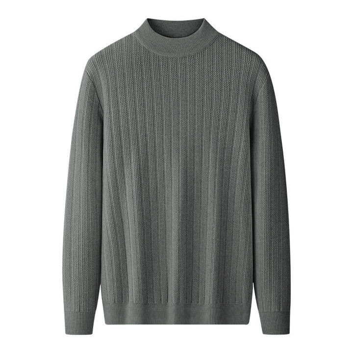 Men's knitted sweater with stand-up collar