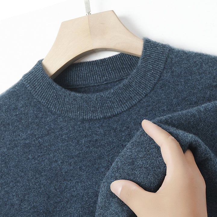 Men's cashmere sweater, crew neck, solid color