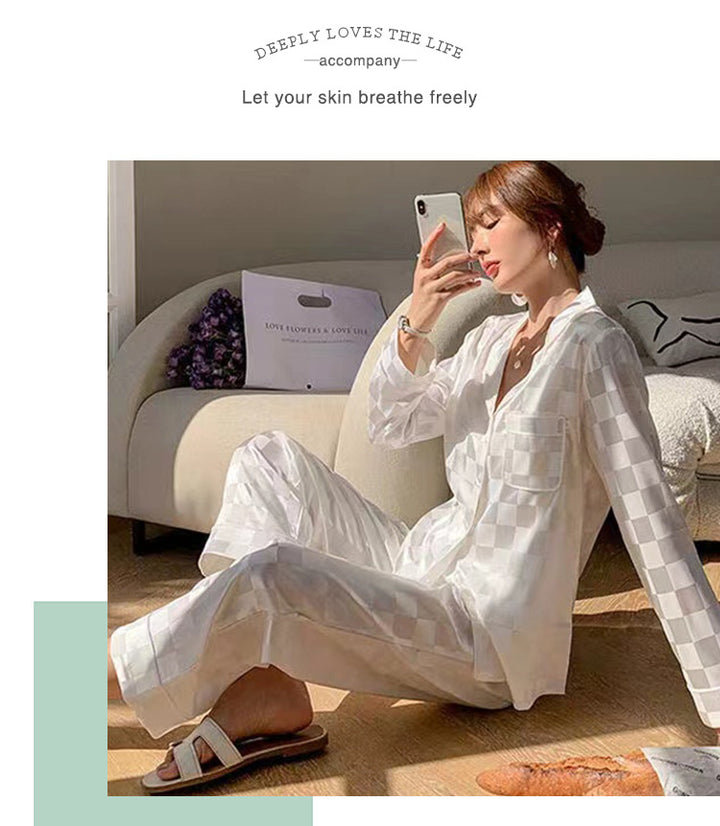 Women's pajamas, long, checked