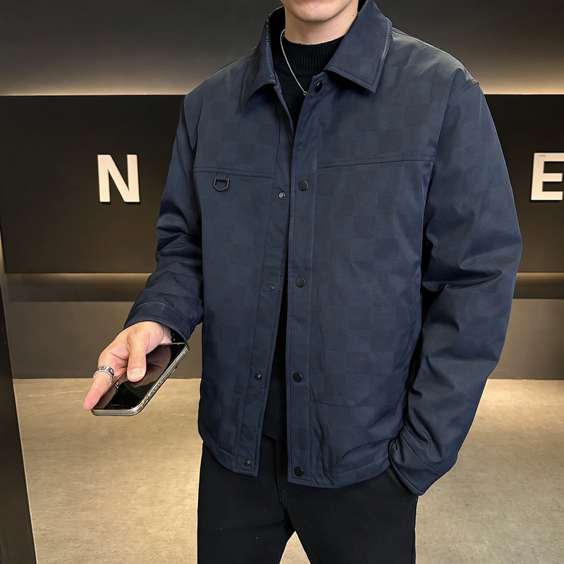 Men's down jacket with lapel collar, 90% white duck down