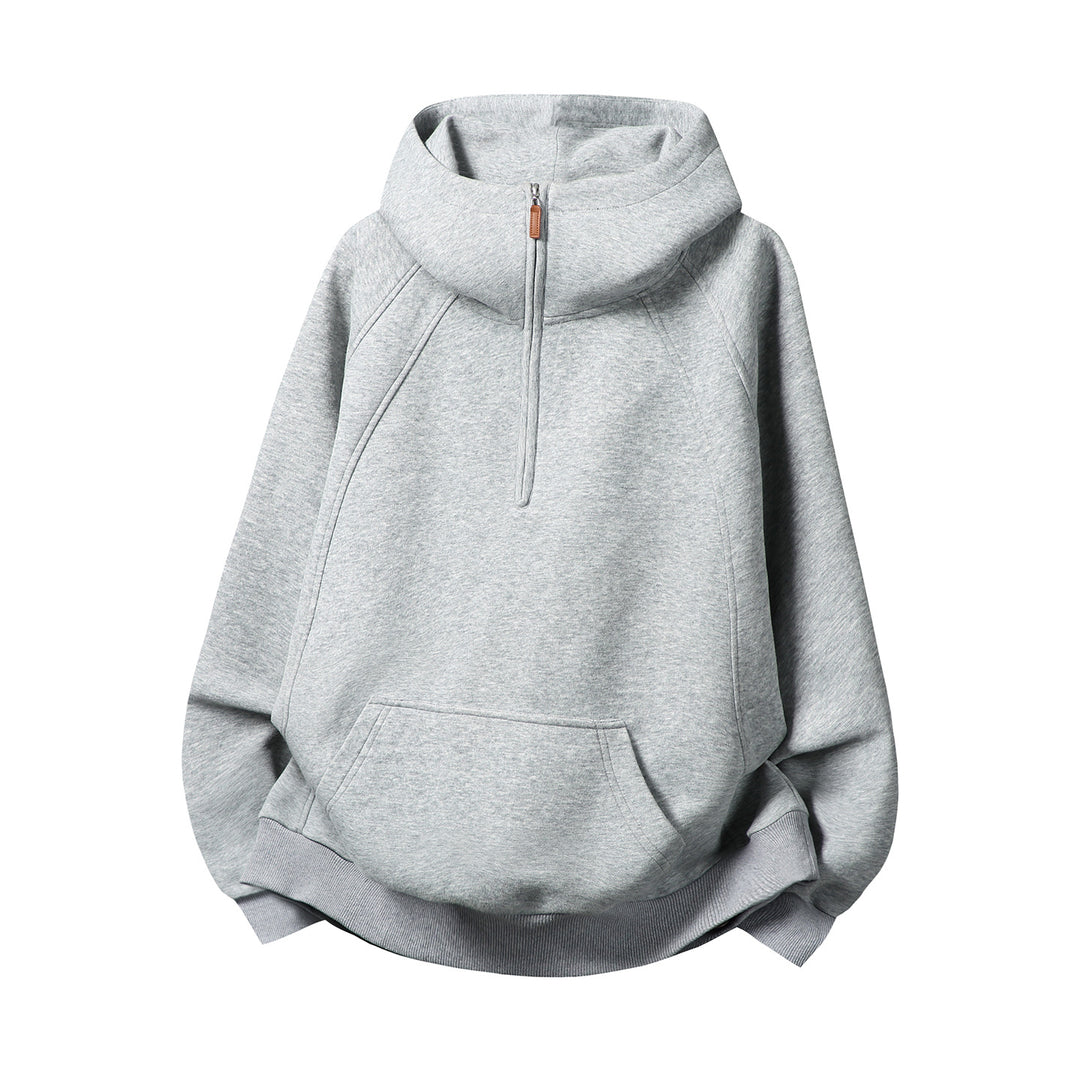 Unisex hoodie with zipper and stand-up collar