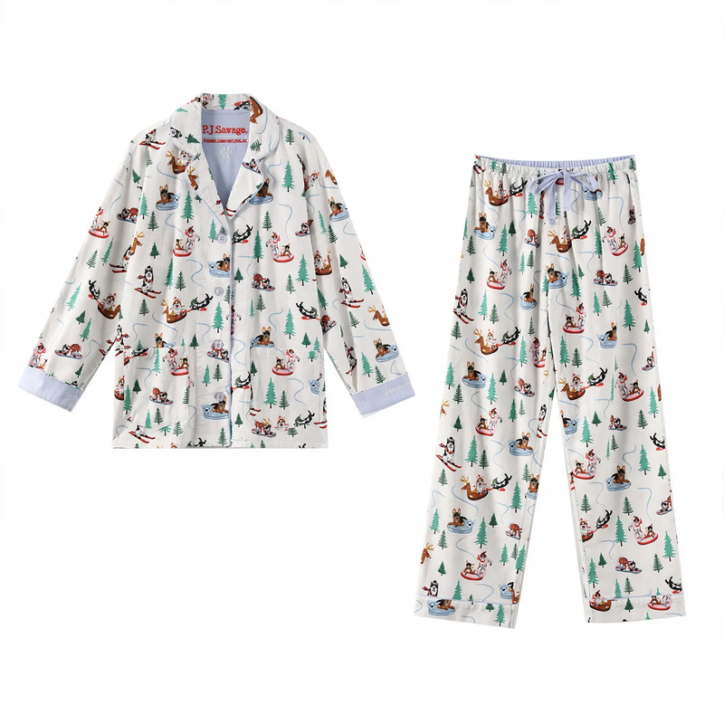 Women's Pajamas, Cotton, brushed on both sides, warm