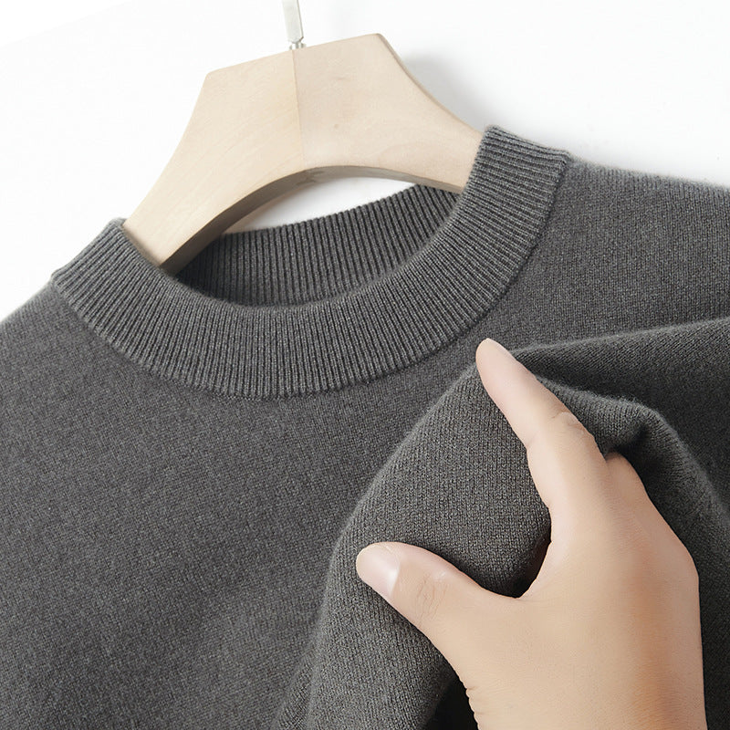 Men's cashmere sweater, solid color, warming