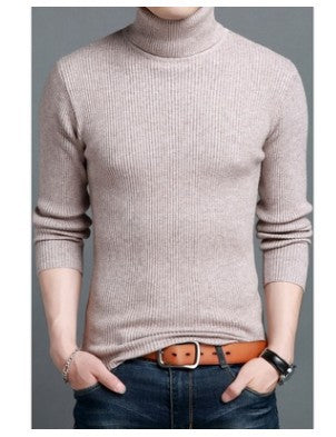 Men's knitted sweater with vertical rib pattern