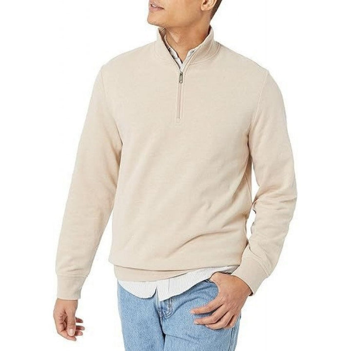 Men's sweatshirt with stand-up collar and quarter zipper