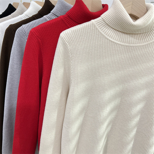 Ribbed women's turtleneck sweater, lined