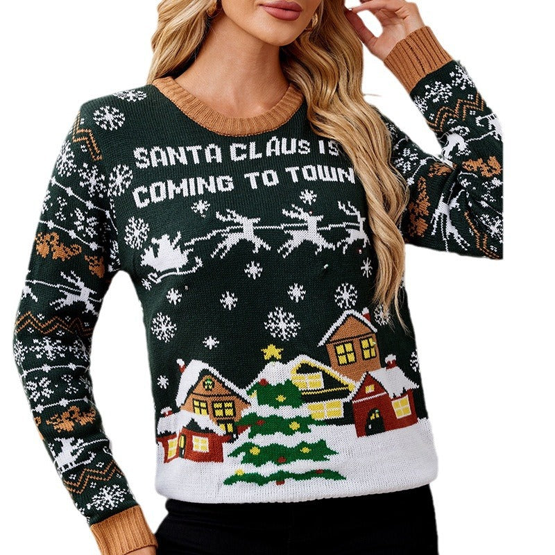 Women's Knit Sweater with Animal Motif