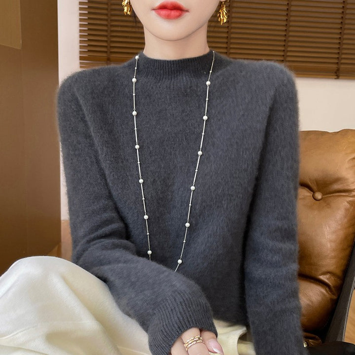 Women's wool sweater with stand-up collar made of 100% wool