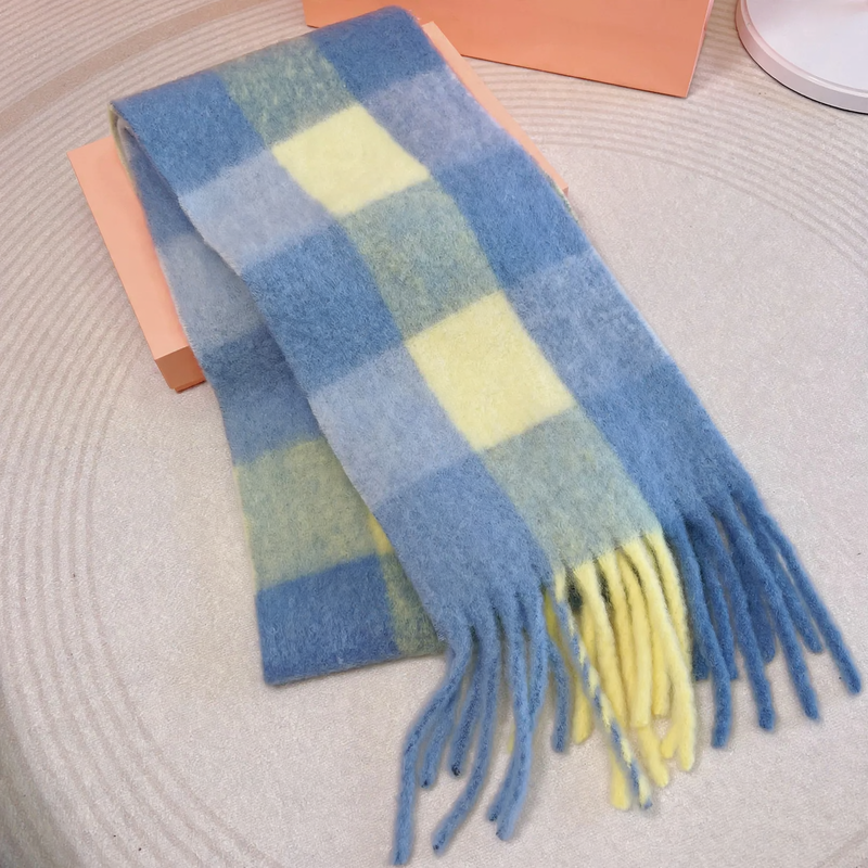 Long Rainbow Scarf made of Mohair-Wool Blend