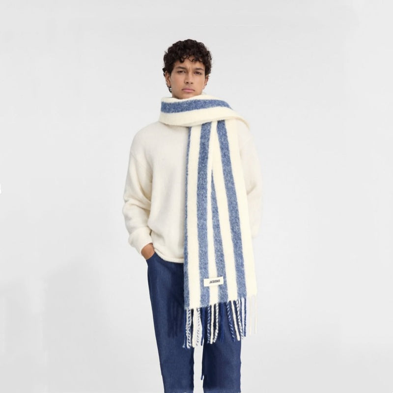 Striped scarf made of mohair and alpaca wool, 250x40cm