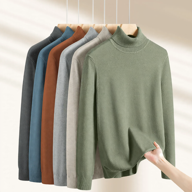 Men's turtleneck sweater, lined, modal blend, 350g