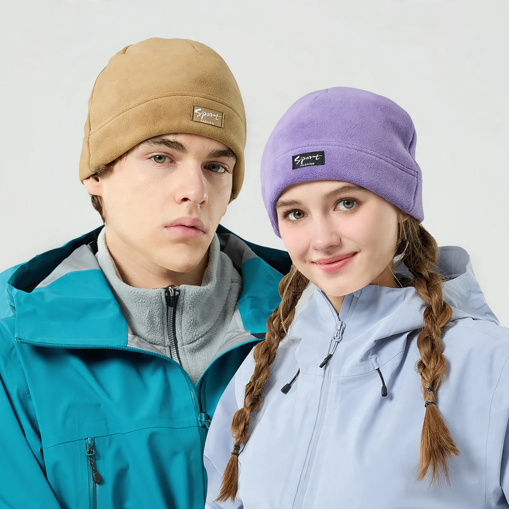 Warm fleece hat with ear protection for winter