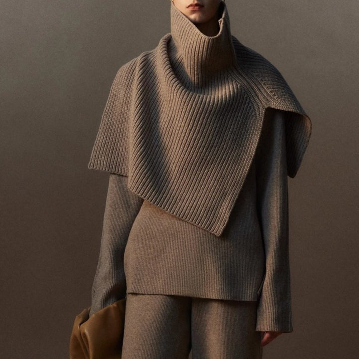Merino wool shawl collars with slit