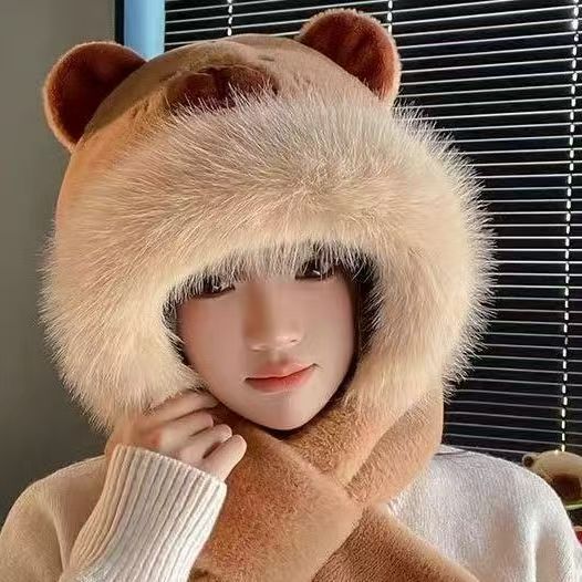 Plush set: Hooded hat and scarf