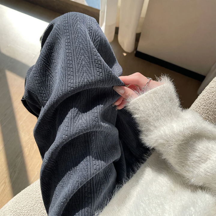 Padded cord wide trousers, loose fit