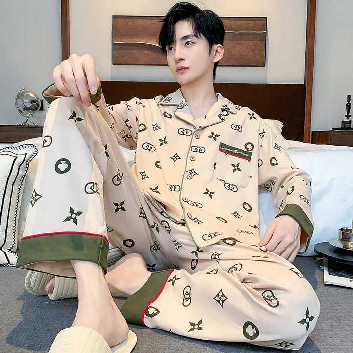 Men's Pajama Set, Cotton, Long Sleeve