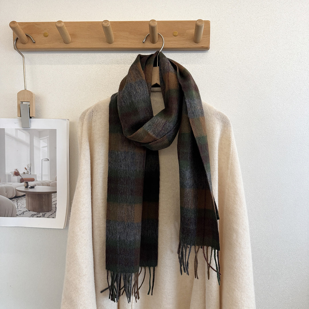 Wool scarf with check pattern, 100% wool, 165x30 cm