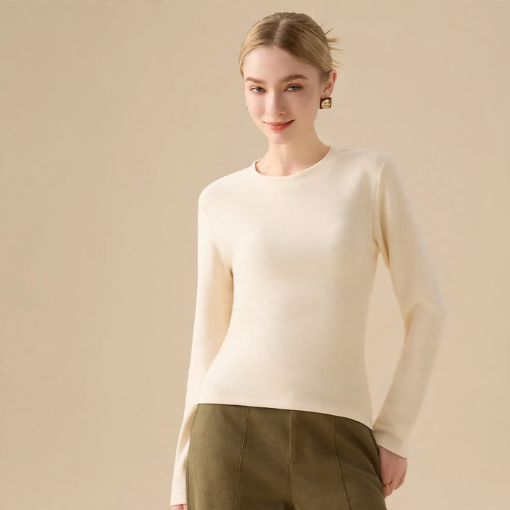 Women’s Long Sleeve Undershirt, Lined, Round Neck