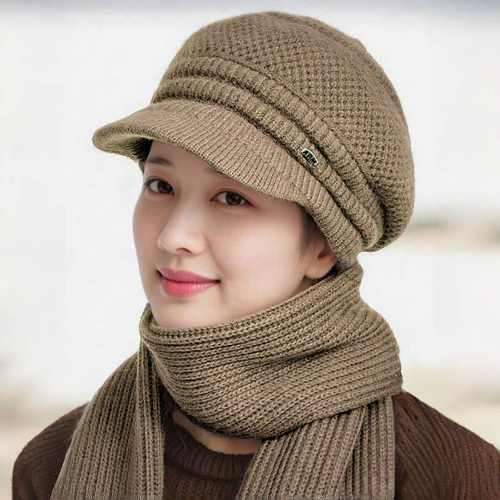 Women's Set: Knitted Beanie and Scarf for Winter