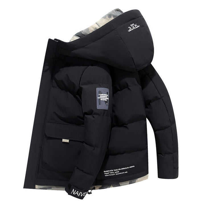 Padded hooded jacket for men, short