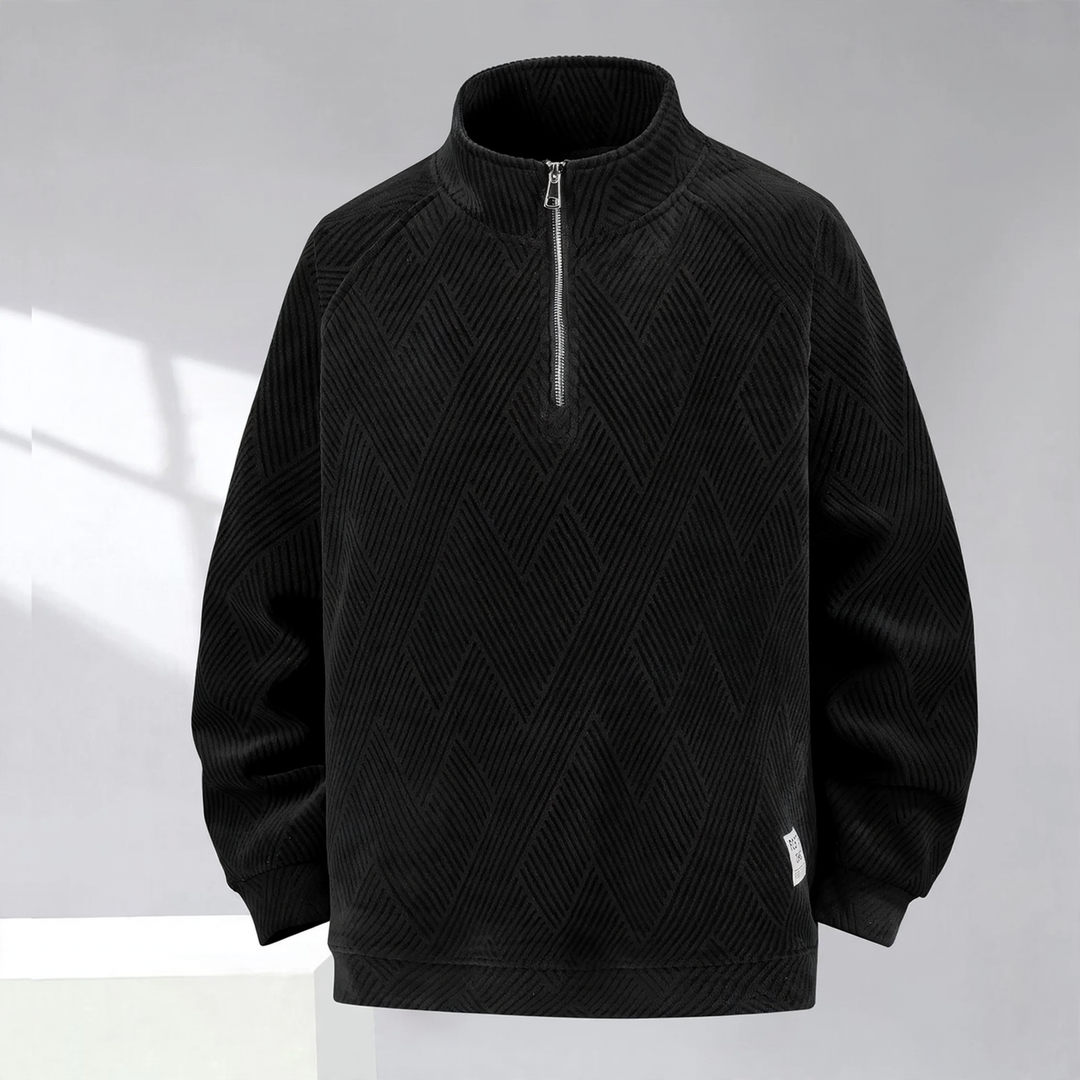 Padded men's sweater with zipper, plus size