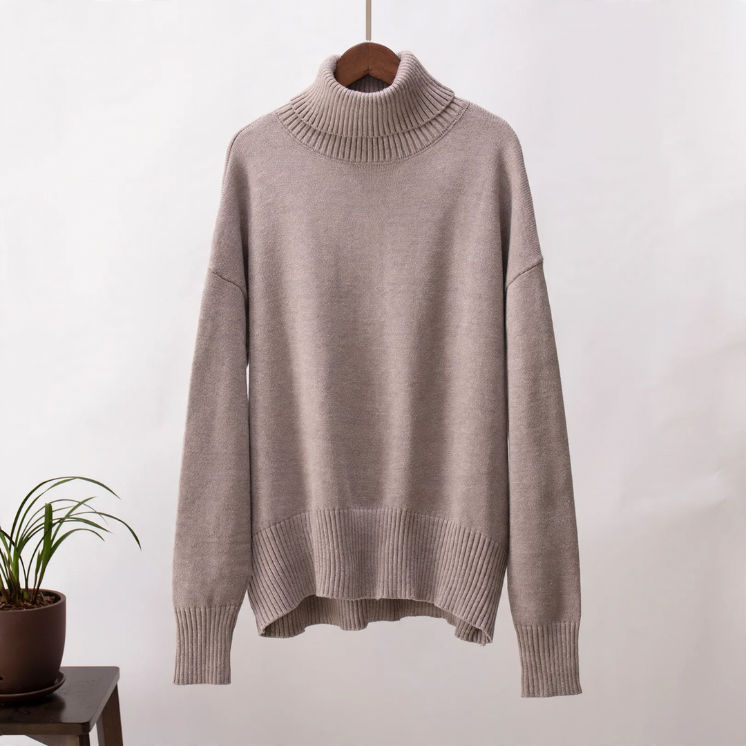 More elegant, loose women's turtleneck sweater
